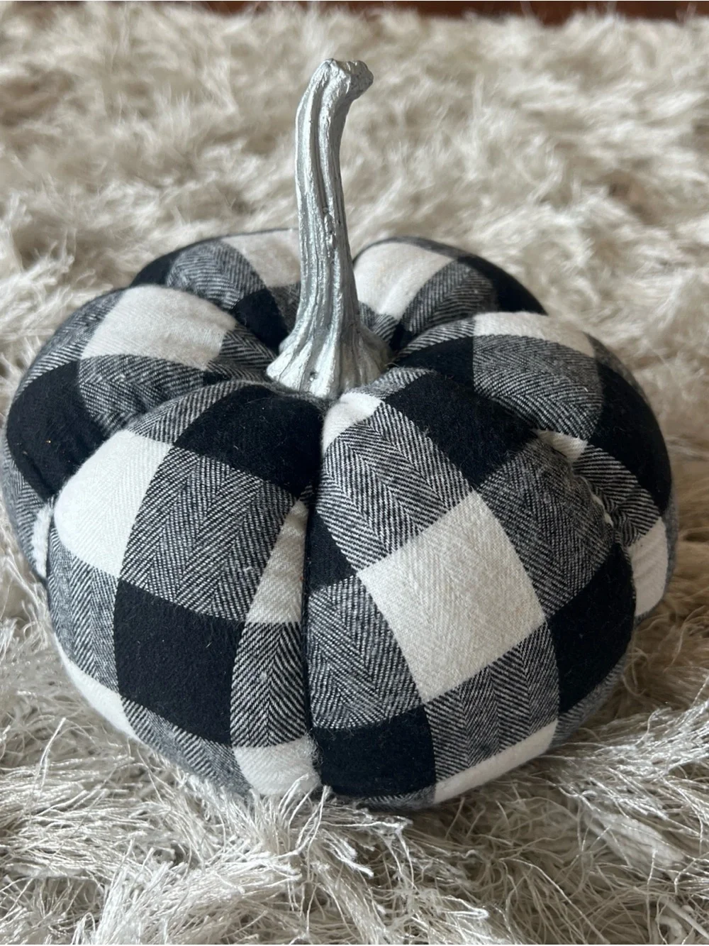 Happy Halloween White & Black Striped Decorative Pillow and Pumpkins